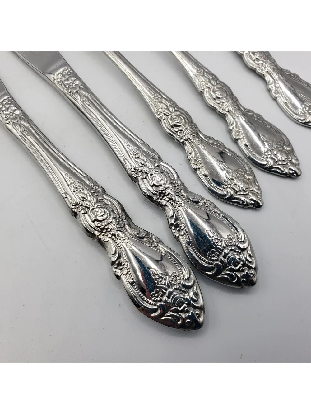 Oneida WORDSWORTH Stainless Flatware Dinner Knife & Forks Set of 5 Glossy